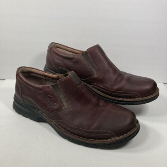 CLARKS Mens COTRELL LOAFERS 11M Leather Brown Round Toe Slip On Shoes 78538 EUC - Picture 5 of 8